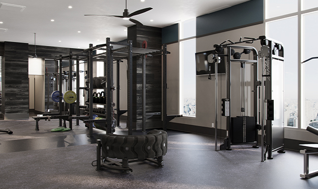 Fitness center with weights