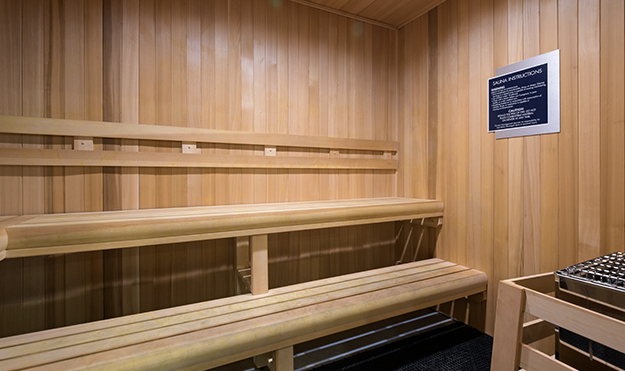 Benches inside the sauna