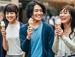group of young adults enjoying icecream