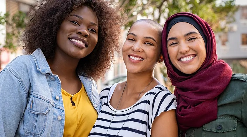group of diverse young women