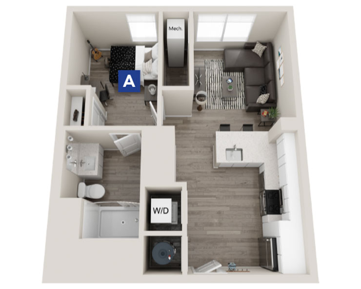 The Arden 2 - 1x1 Floor plan