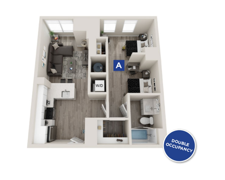 The Astoria 1 - 1x1 Floor plan