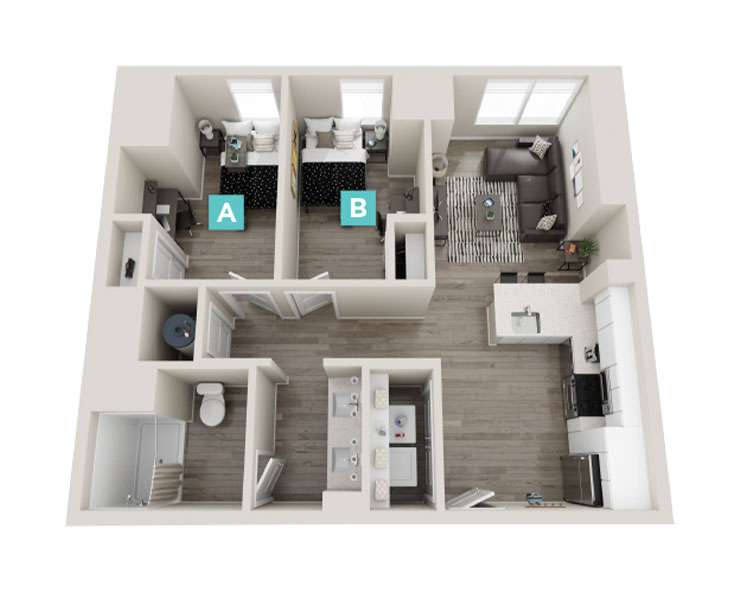 The Bradford 1 - 2x1 Floor plan