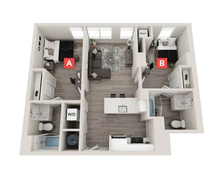 The Bristol 2 - 2x2 Floor plan