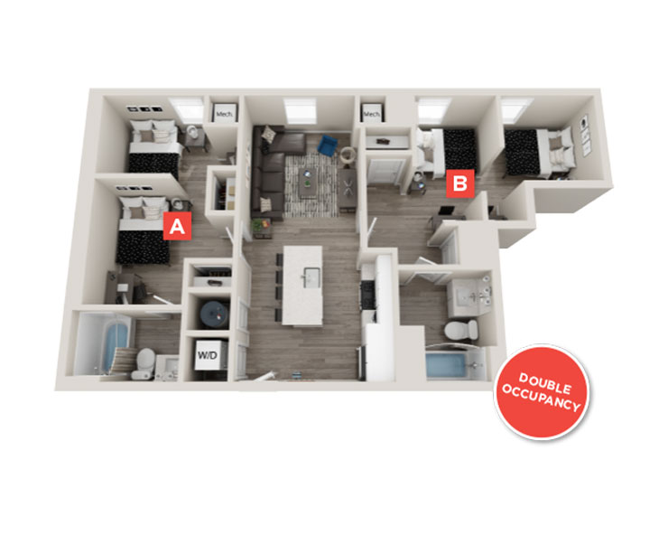 The Brookhaven - 2x2 Floor plan