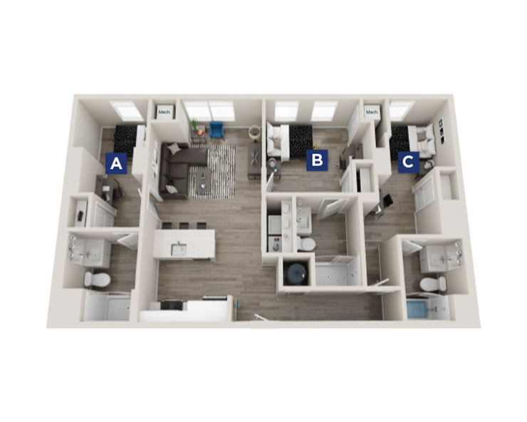 The Camden 1 - 3x3 Floor plan
