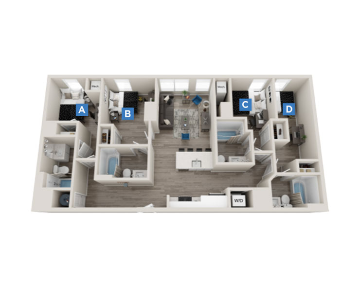 The Denmark - 4x4 Floor plan