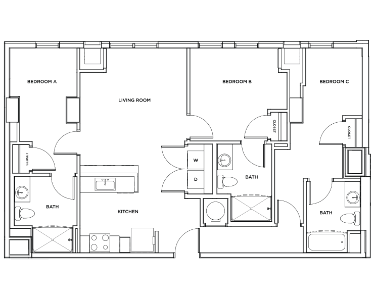 The Camden 1 - 3x3 Floor plan