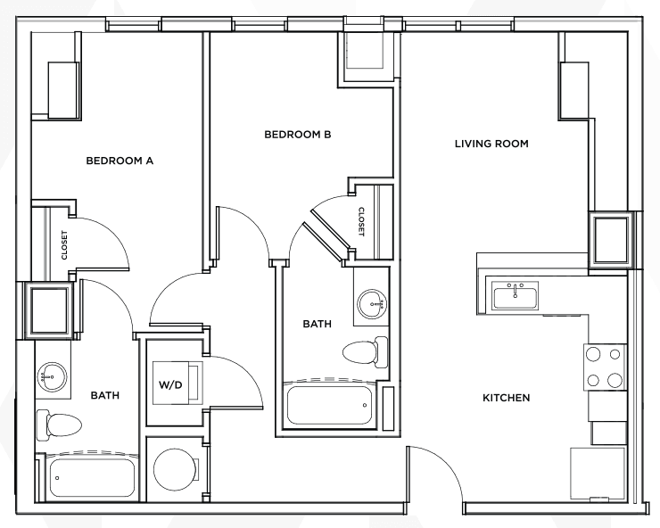 The Bristol 3 - 2x2 Floor plan