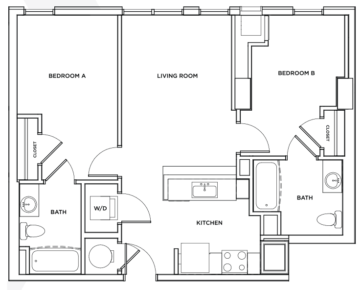 The Bristol 2 - 2x2 Floor plan