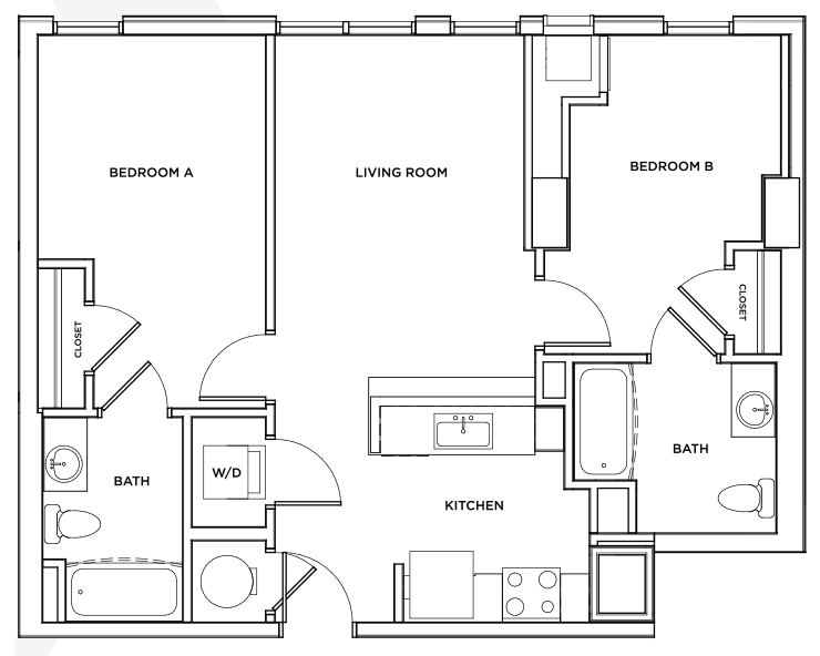 The Bristol 1 - 2x2 Floor plan