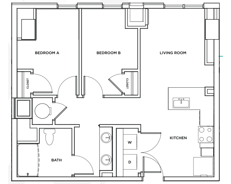 The Bradford 1 - 2x1 Floor plan