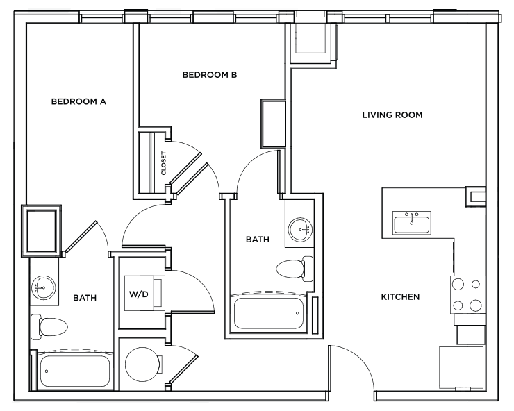 The Bexley 3 - 2x2 Floor plan