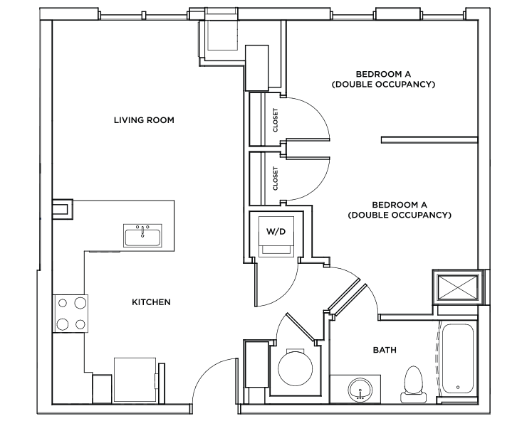 The Astoria 2 - 1x1 Floor plan