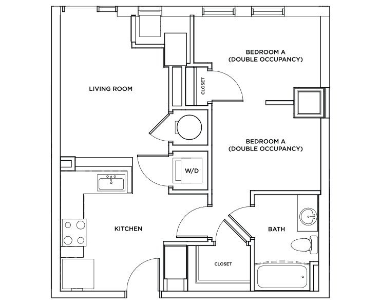 The Astoria 1 - 1x1 Floor plan