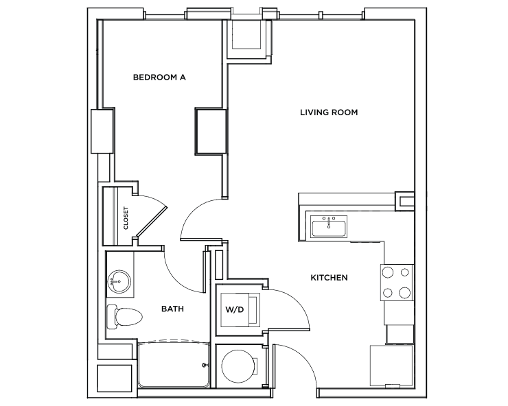 The Arden 4 - 1x1 Floor plan