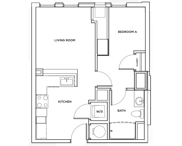 The Arden 3 - 1x1 Floor plan