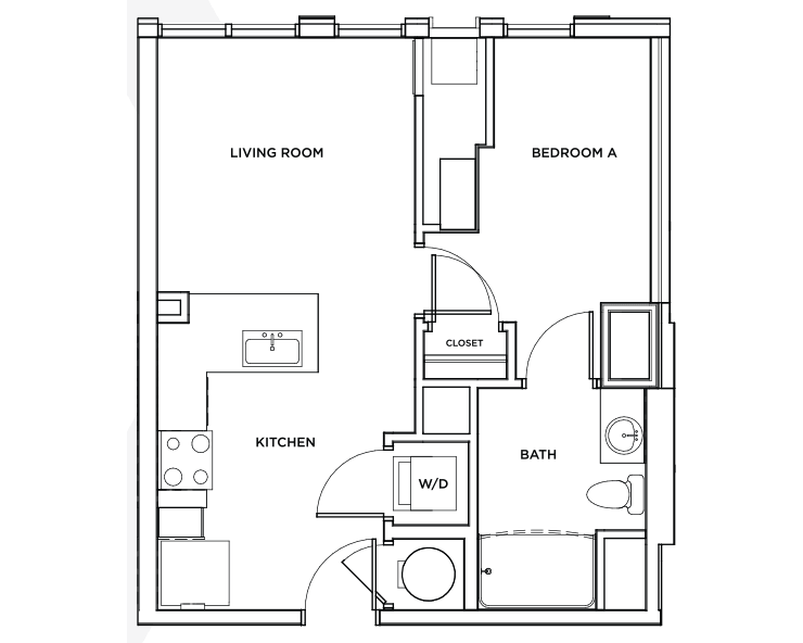 The Arden 1 - 1x1 Floor plan